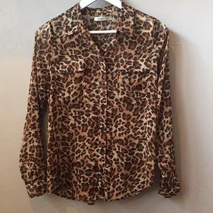 Animal print button up